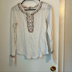Luck brand southwestern style long sleeve fitted embroidered shirt